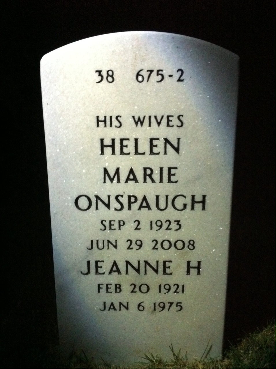 Back of headstone — Bruce Barackman