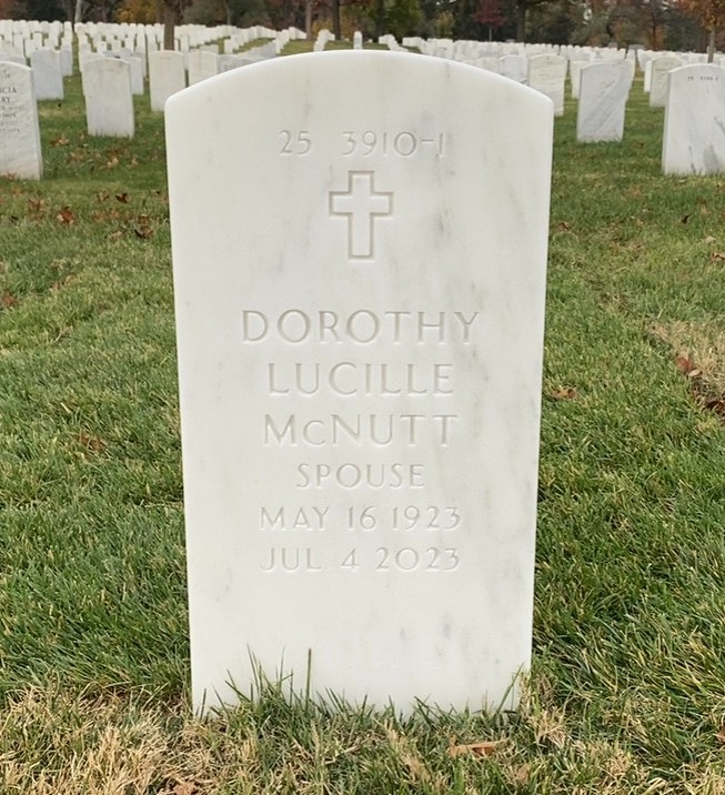 Back of headstone — Olan Mcnutt