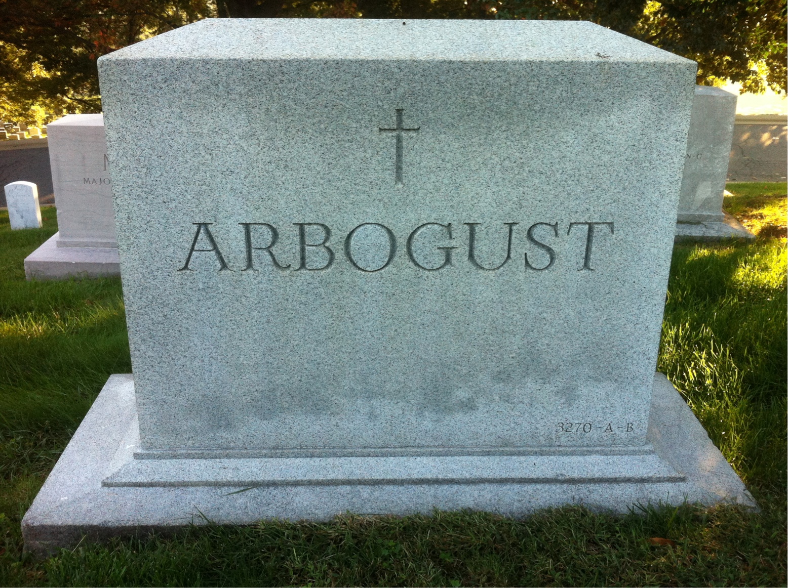 Back of headstone — George Arbogust