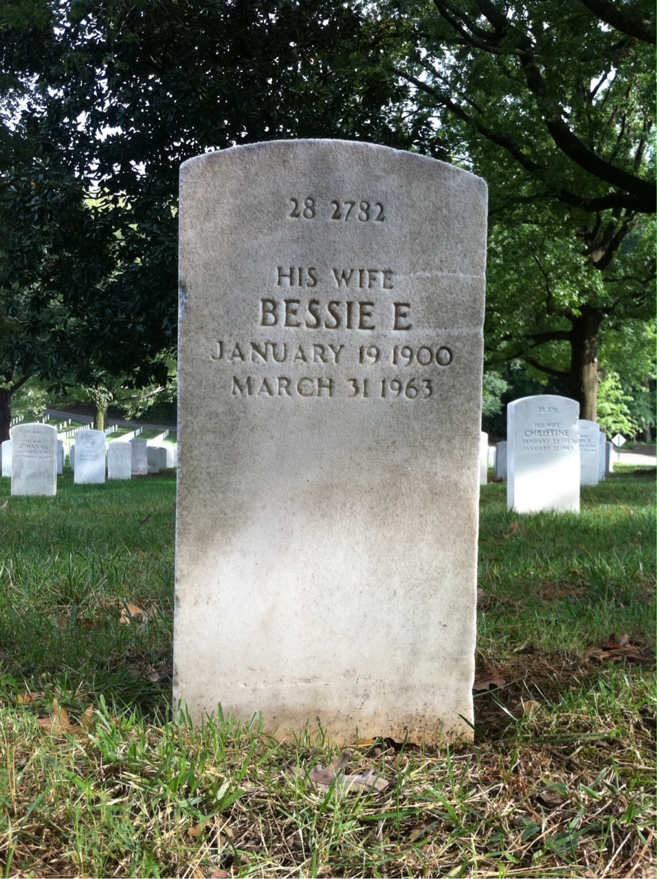 Back of headstone — Bessie Minor