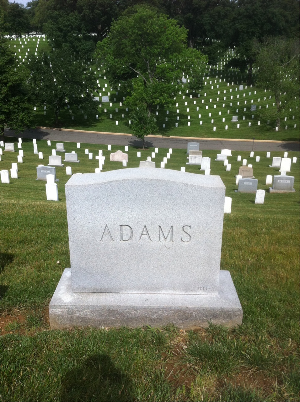 Back of headstone — Dudley Adams