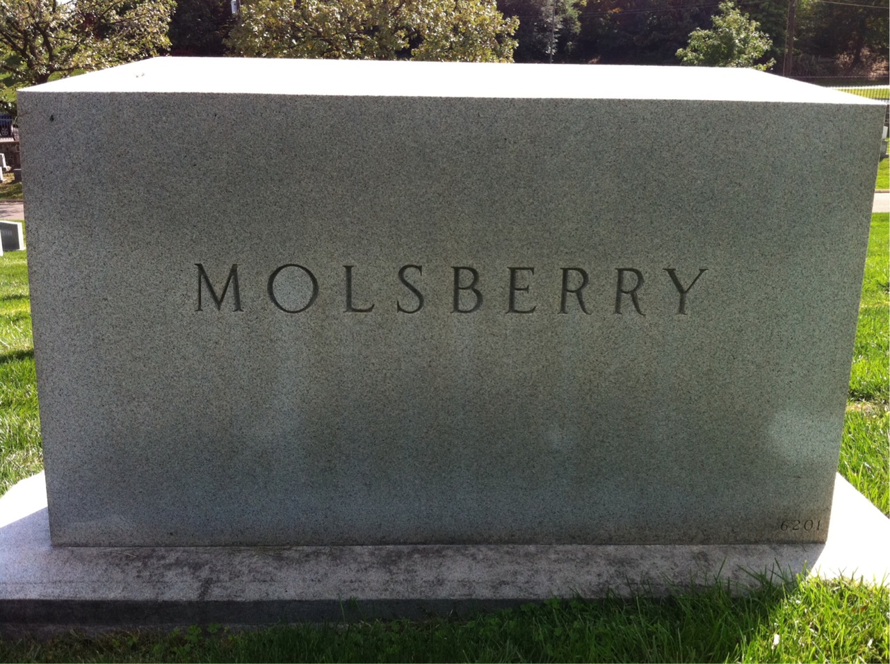 Back of headstone — Howard Molsberry