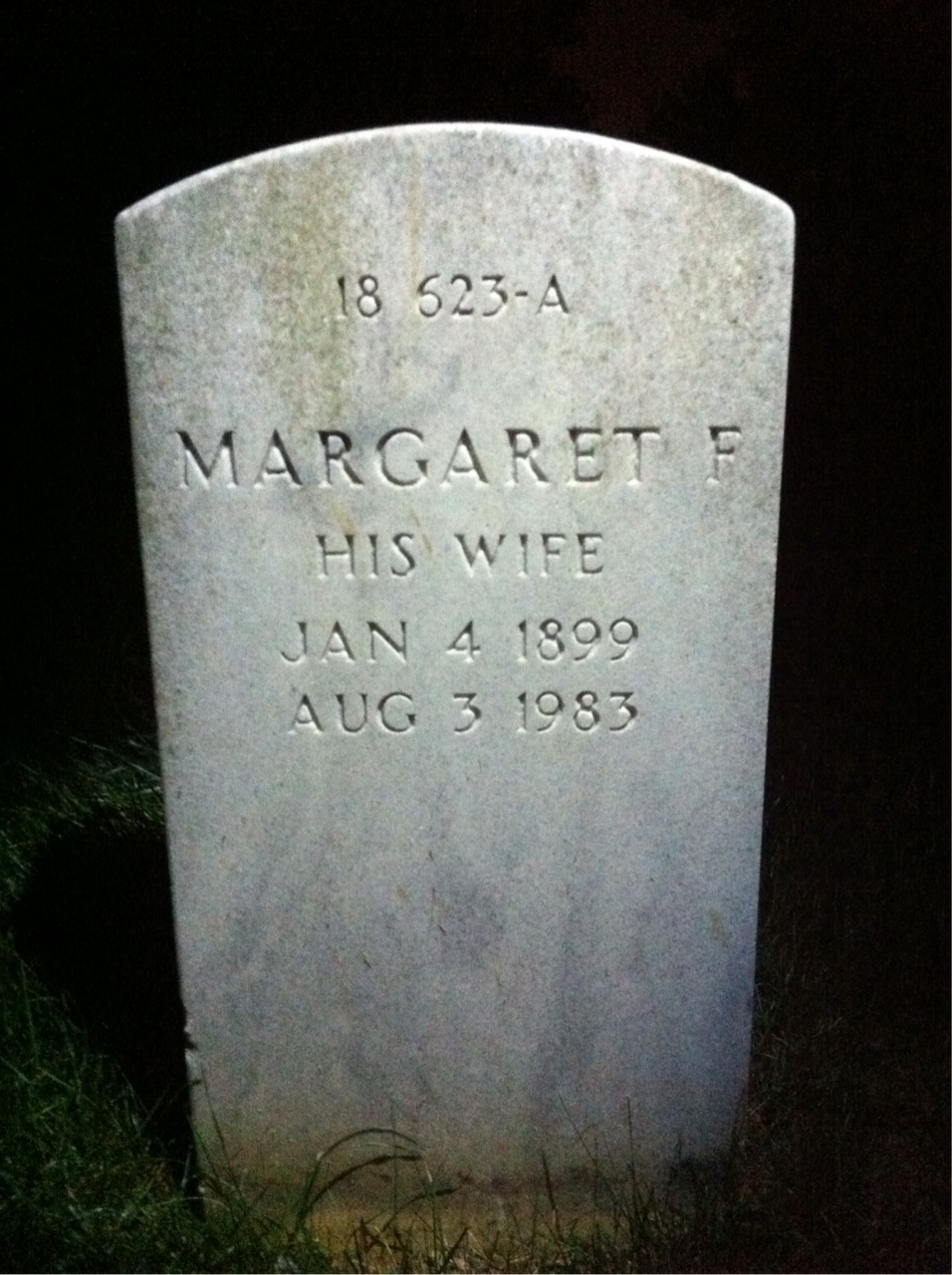Back of headstone — Margaret Bahel