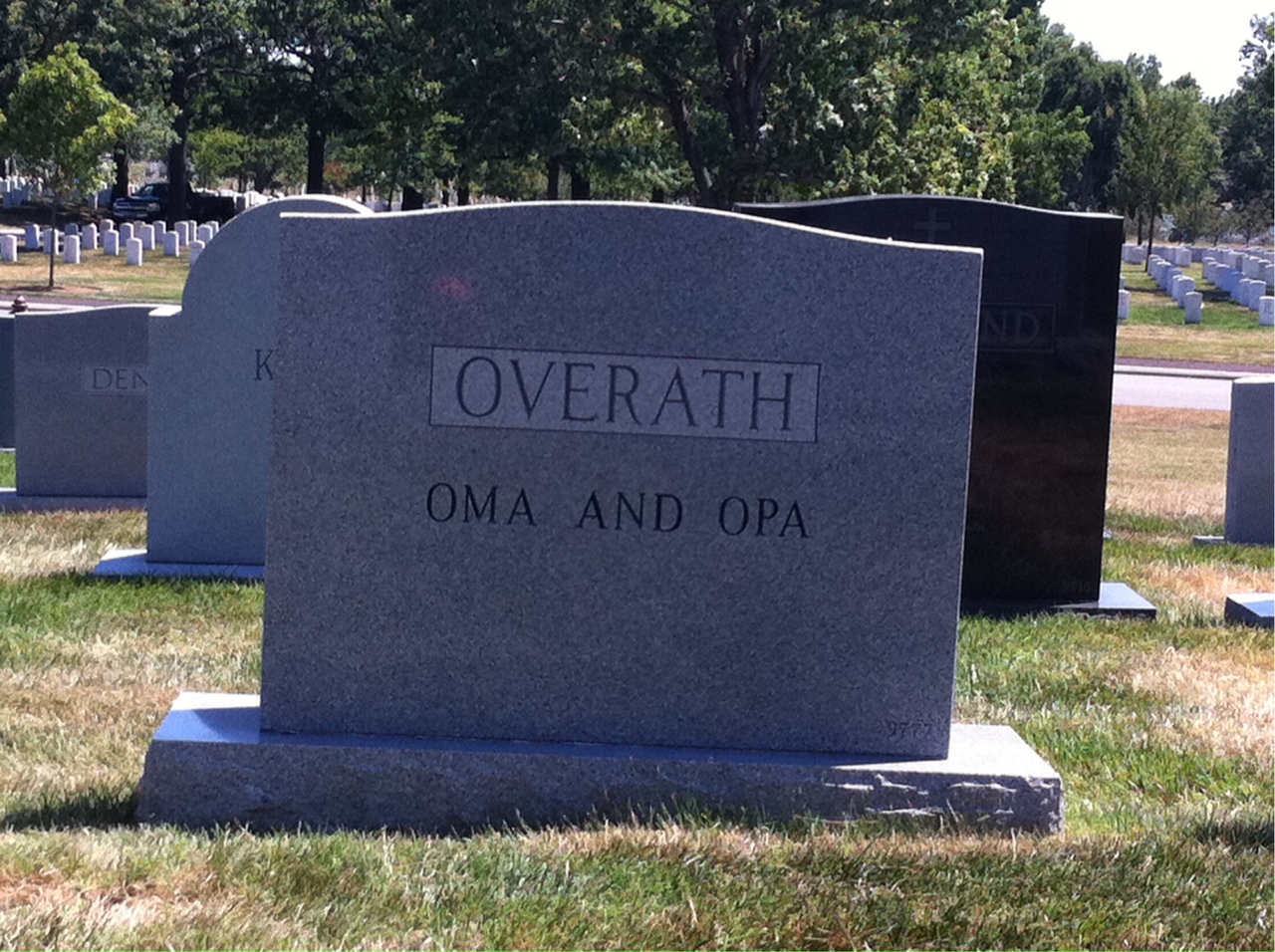 Back of headstone — Irene Overath