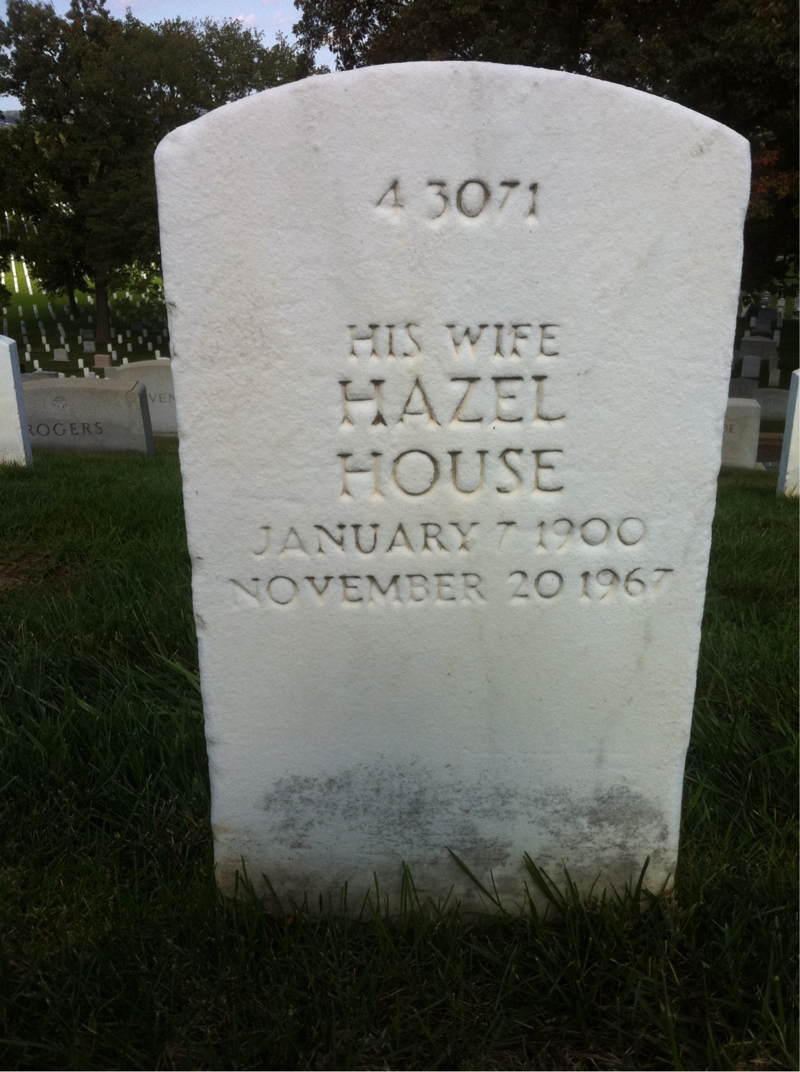 Back of headstone — Hazel Morgan