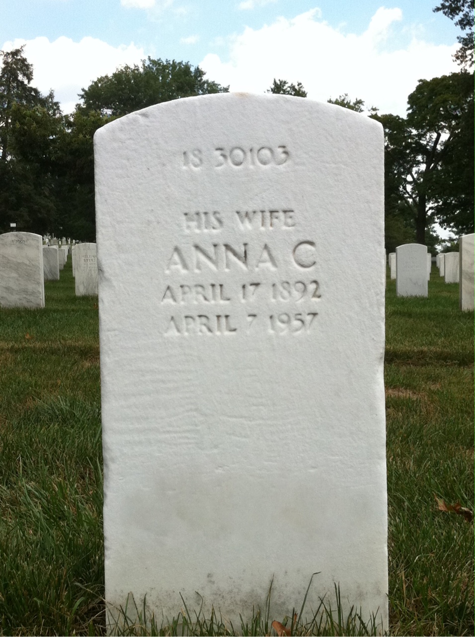 Back of headstone — Thomas Murray