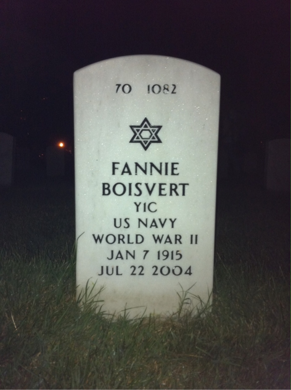 Back of headstone — Ernest Boisvert