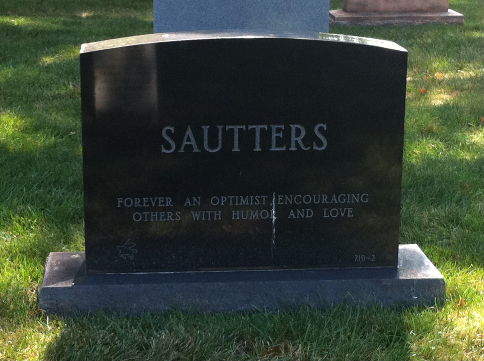 Back of headstone — Clyde Sautters