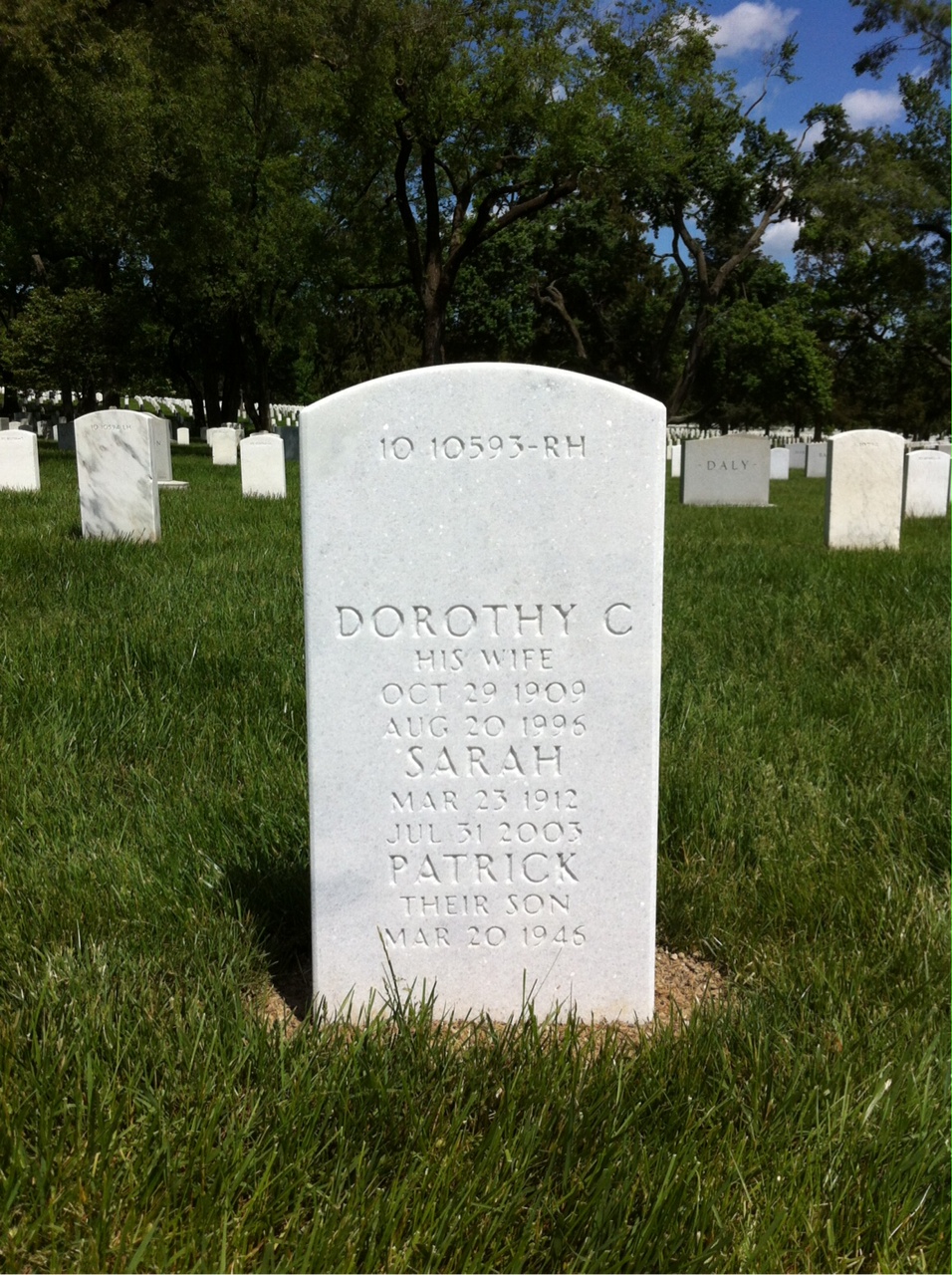 Back of headstone — William Donnelly