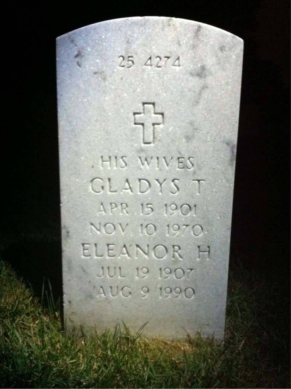 Back of headstone — Eleanor Milliken