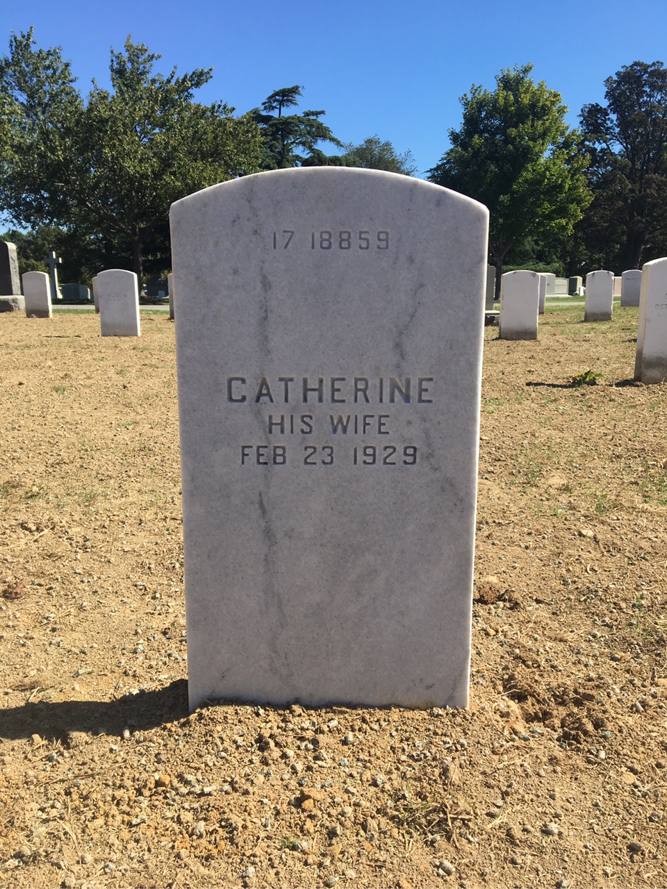 Back of headstone — Patrick Collins
