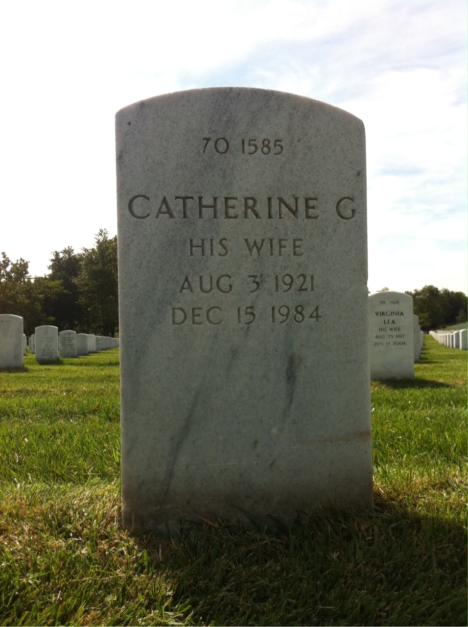 Back of headstone — Catherine Acree