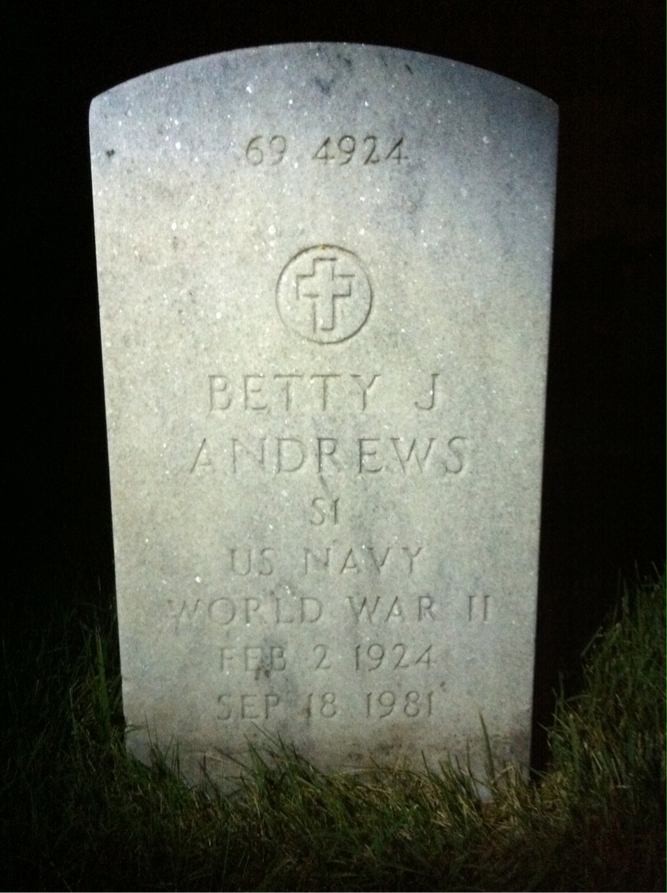 Back of headstone — James Andrews