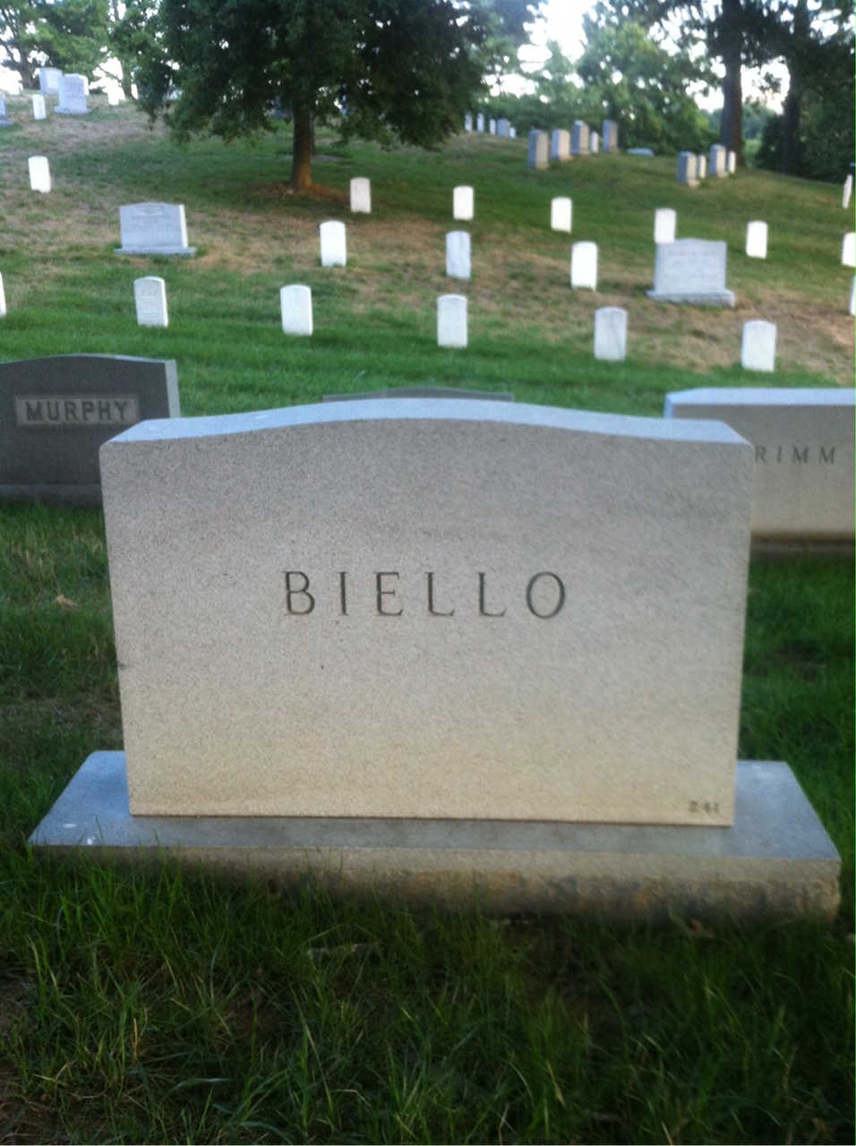Back of headstone — Joseph Biello