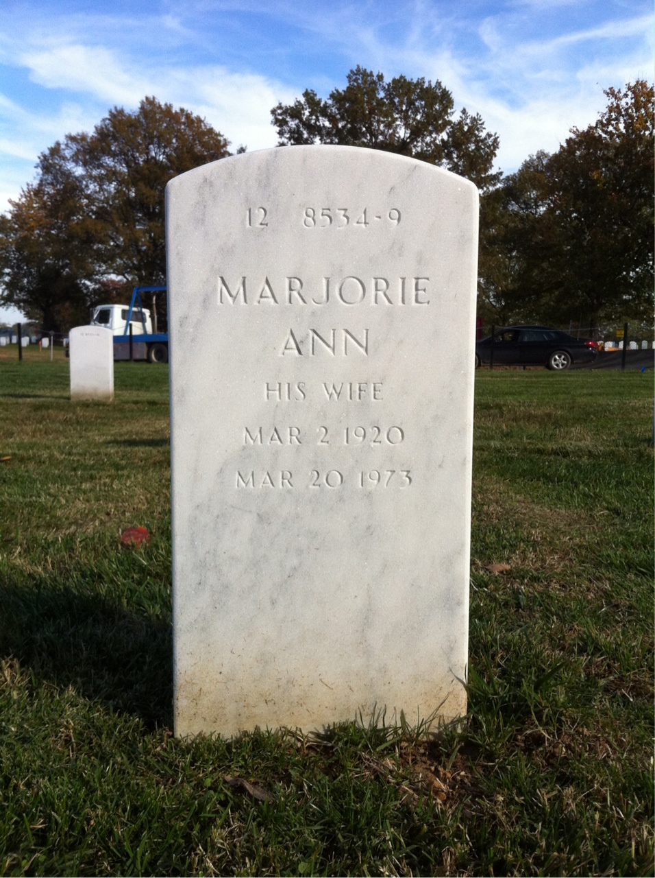 Back of headstone — Oliver Handley