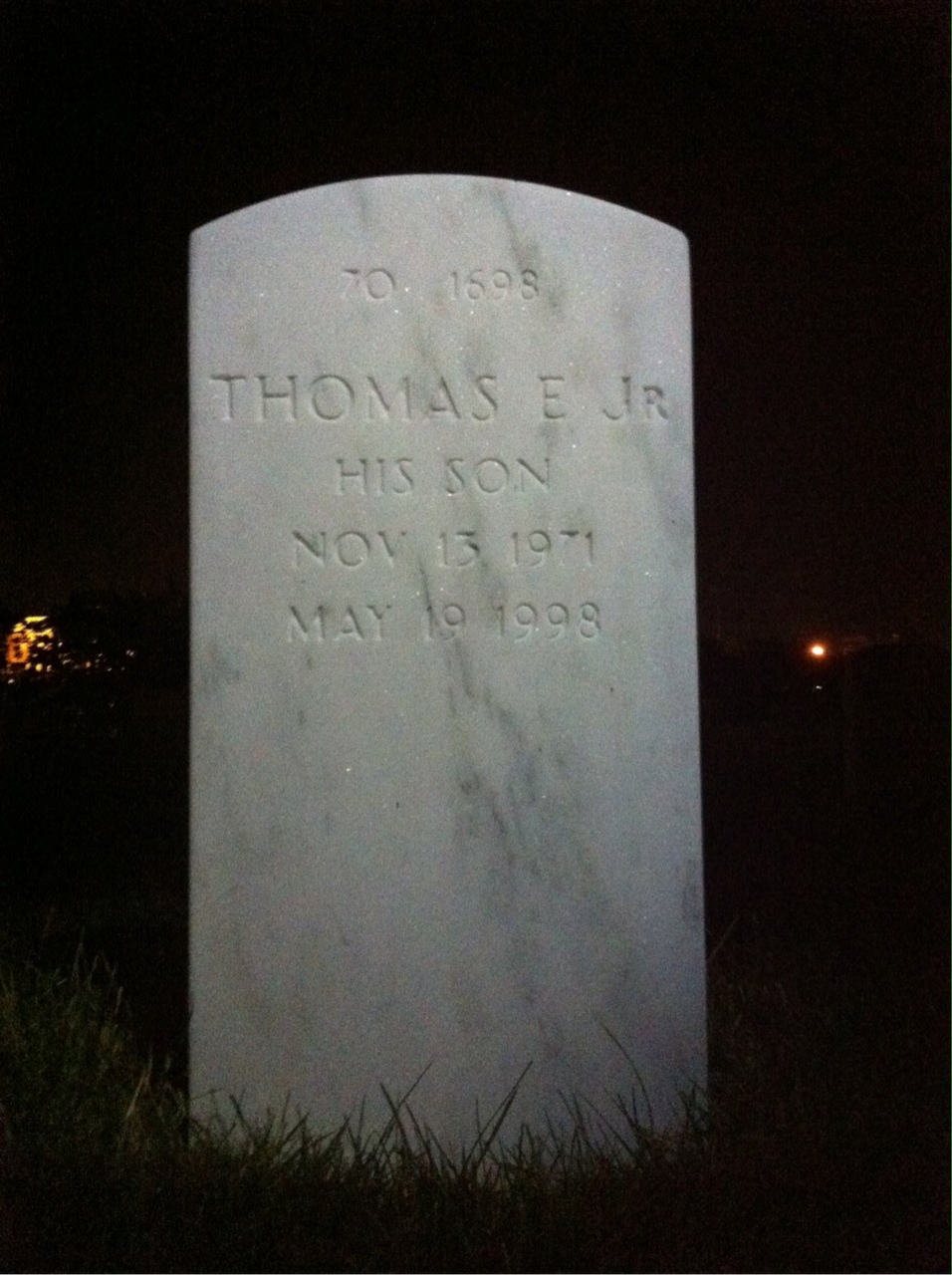 Back of headstone — Thomas Ernest Gaston
