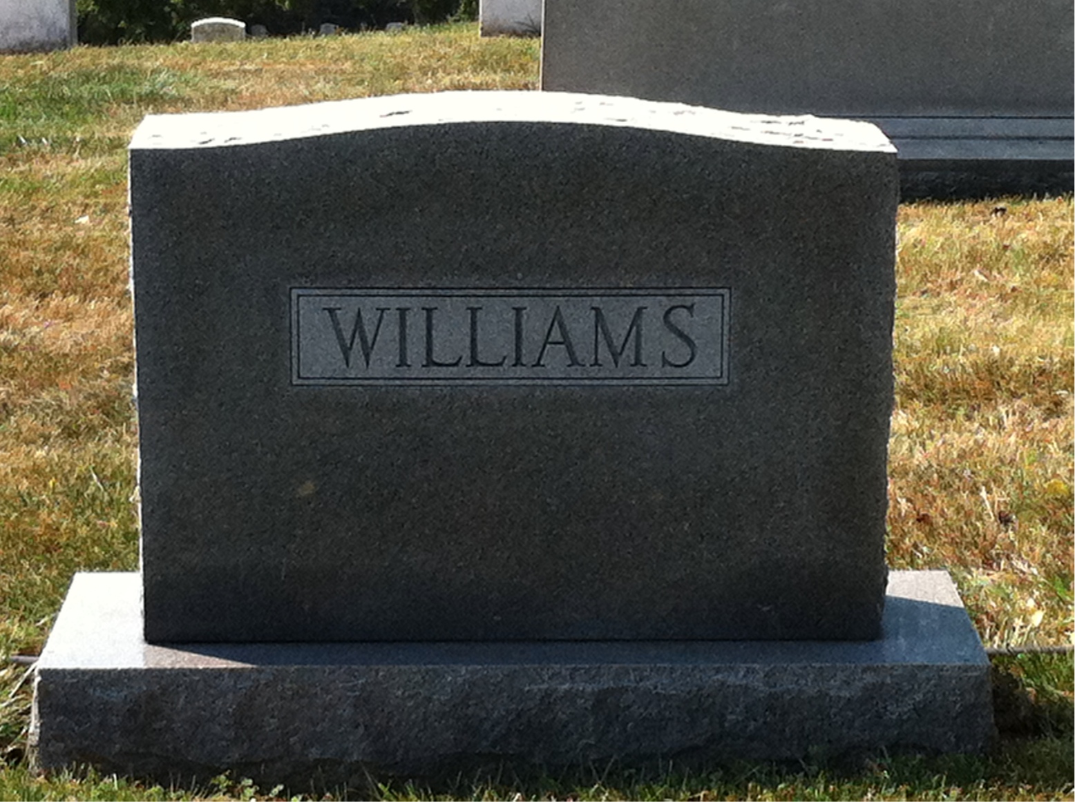 Back of headstone — Samuel Sidney Williams