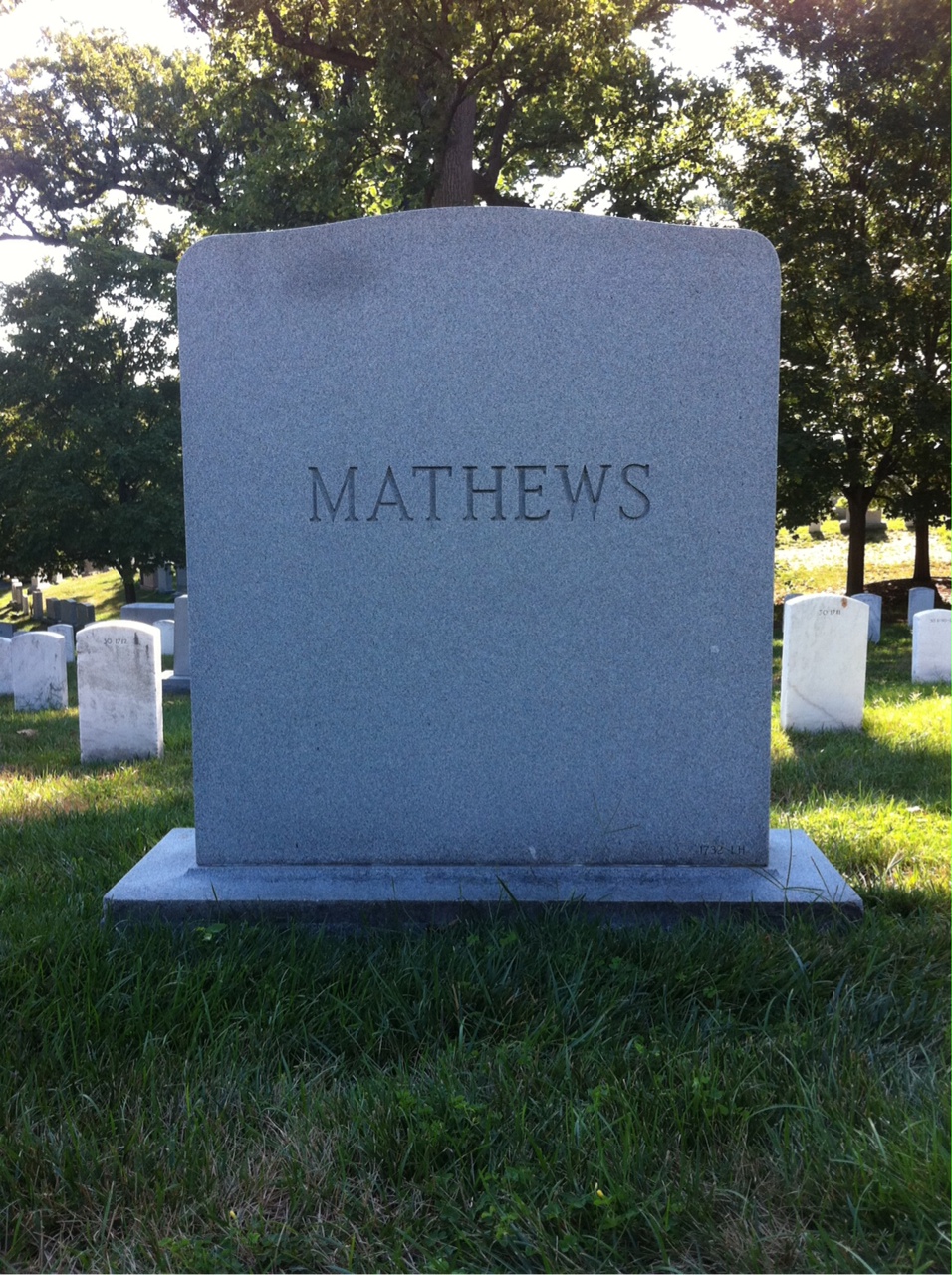 Back of headstone — Lawrence Mathews