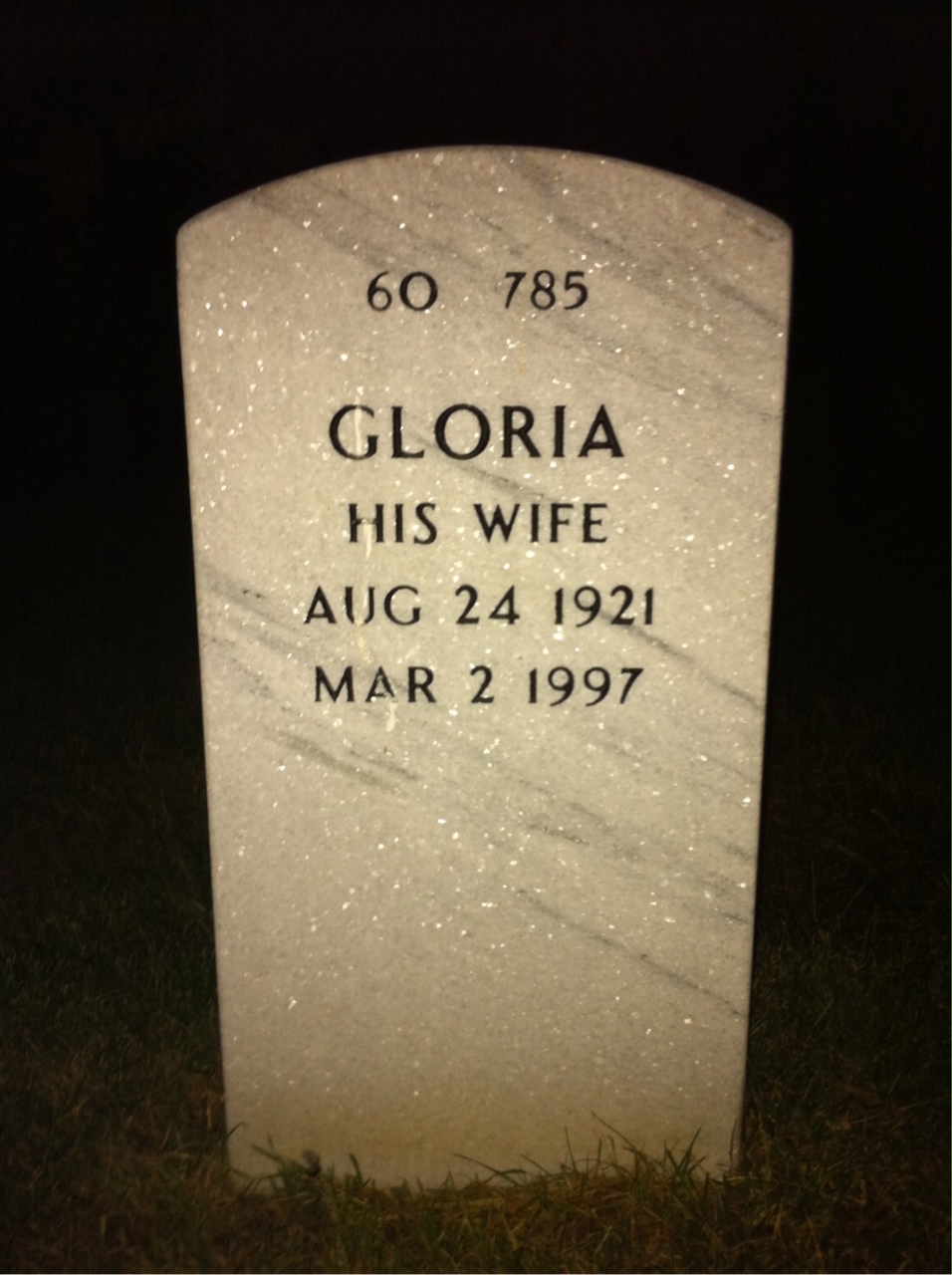 Back of headstone — Harlow Huckabee