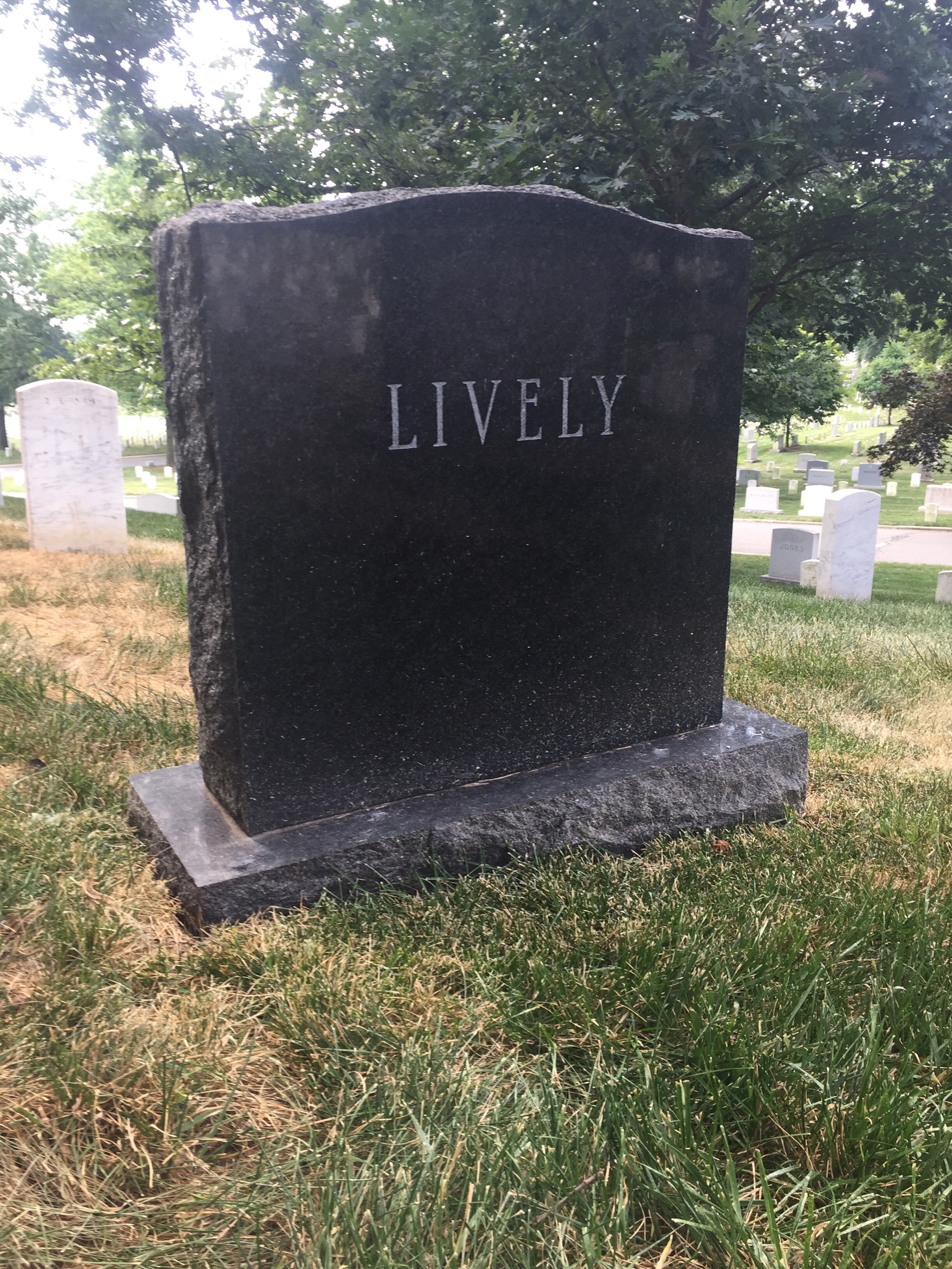 Back of headstone — Carlos J Lively