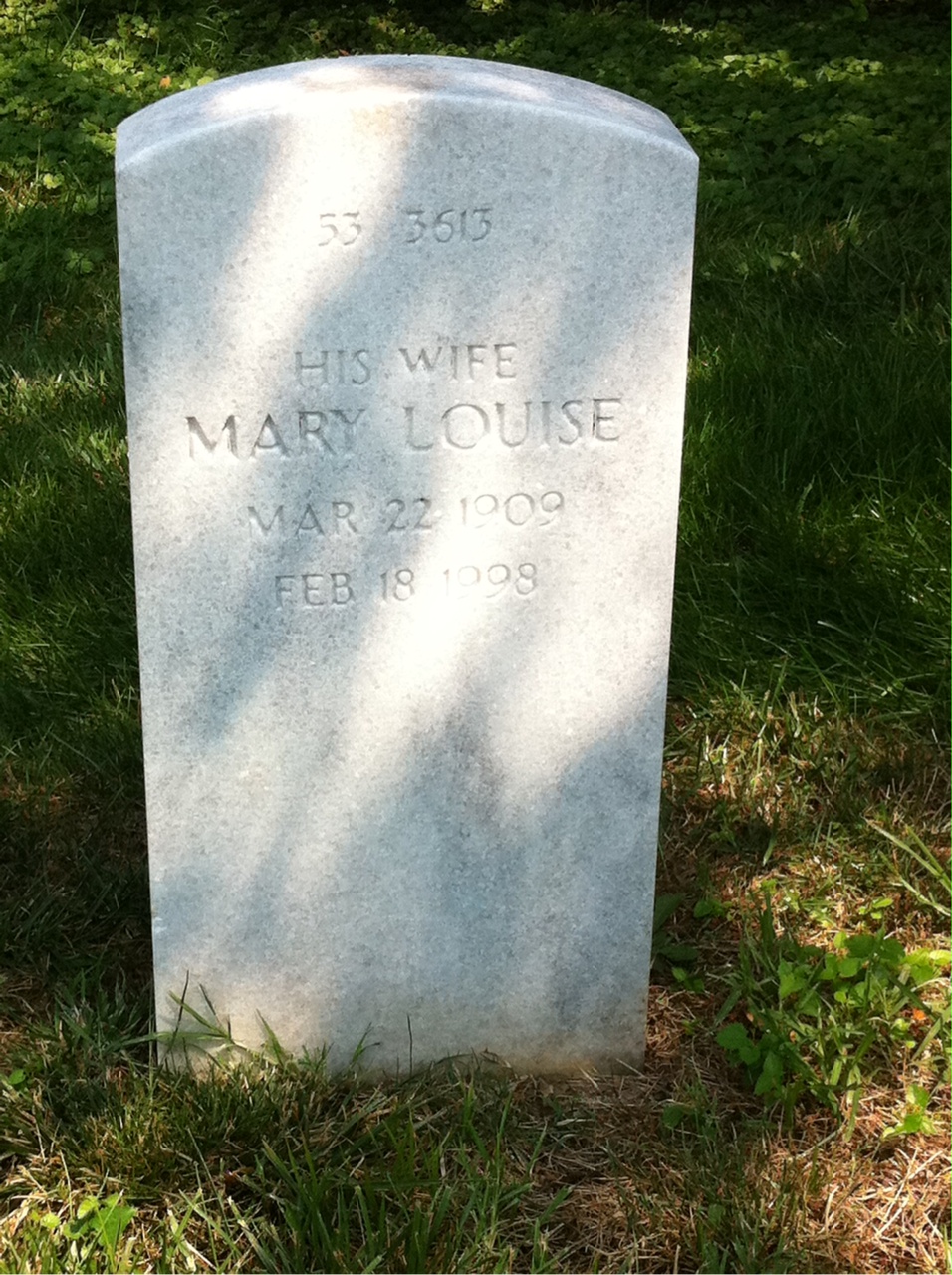 Back of headstone — Mary Mucha
