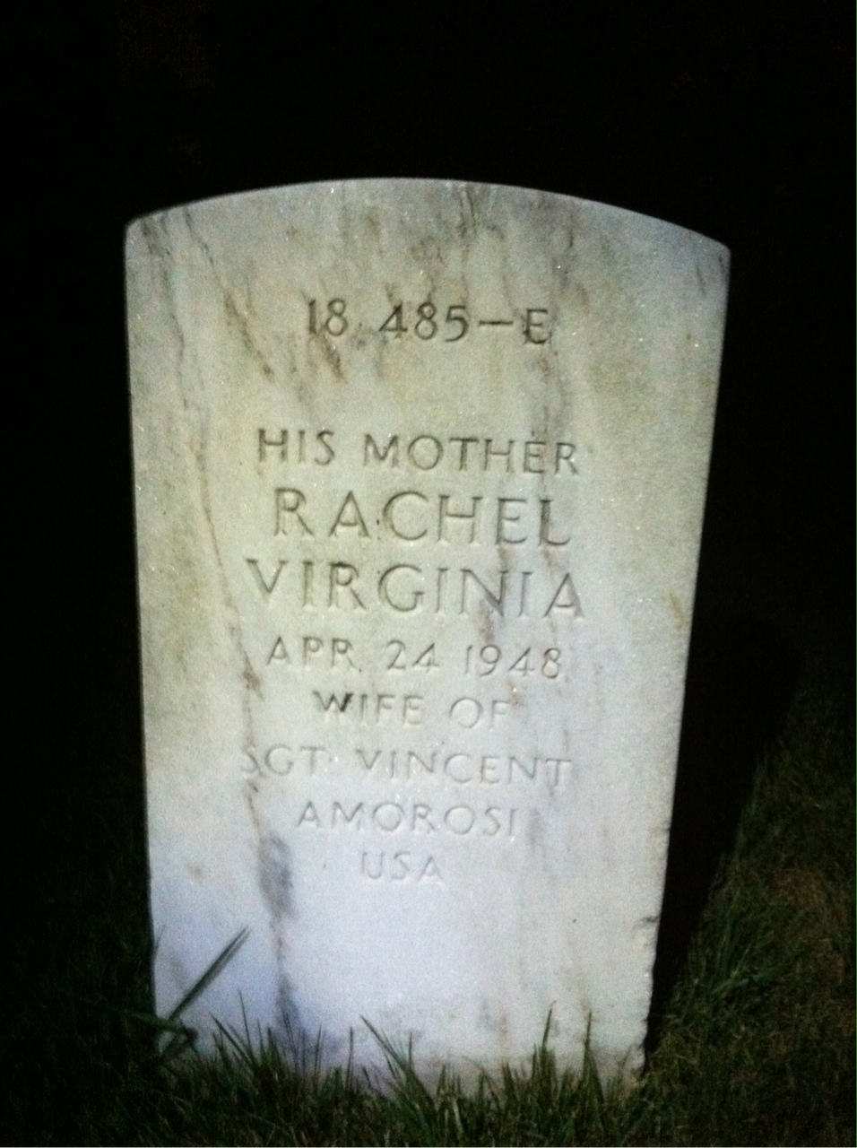 Back of headstone — John Amorosi