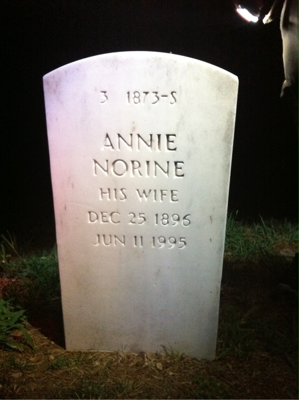 Back of headstone — Otis Moore