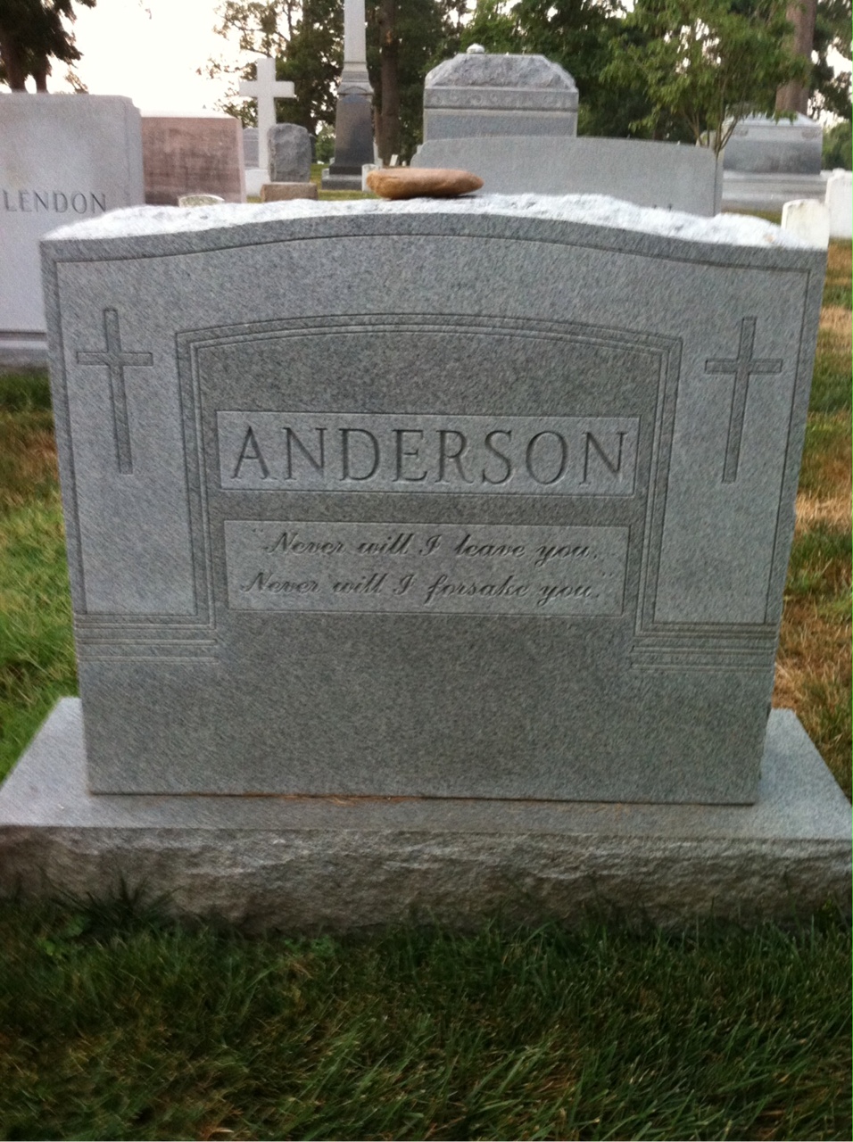 Back of headstone — Allen Anderson