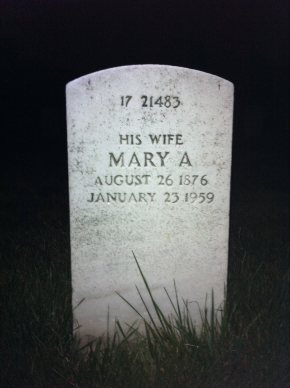 Back of headstone — Jacob Moody