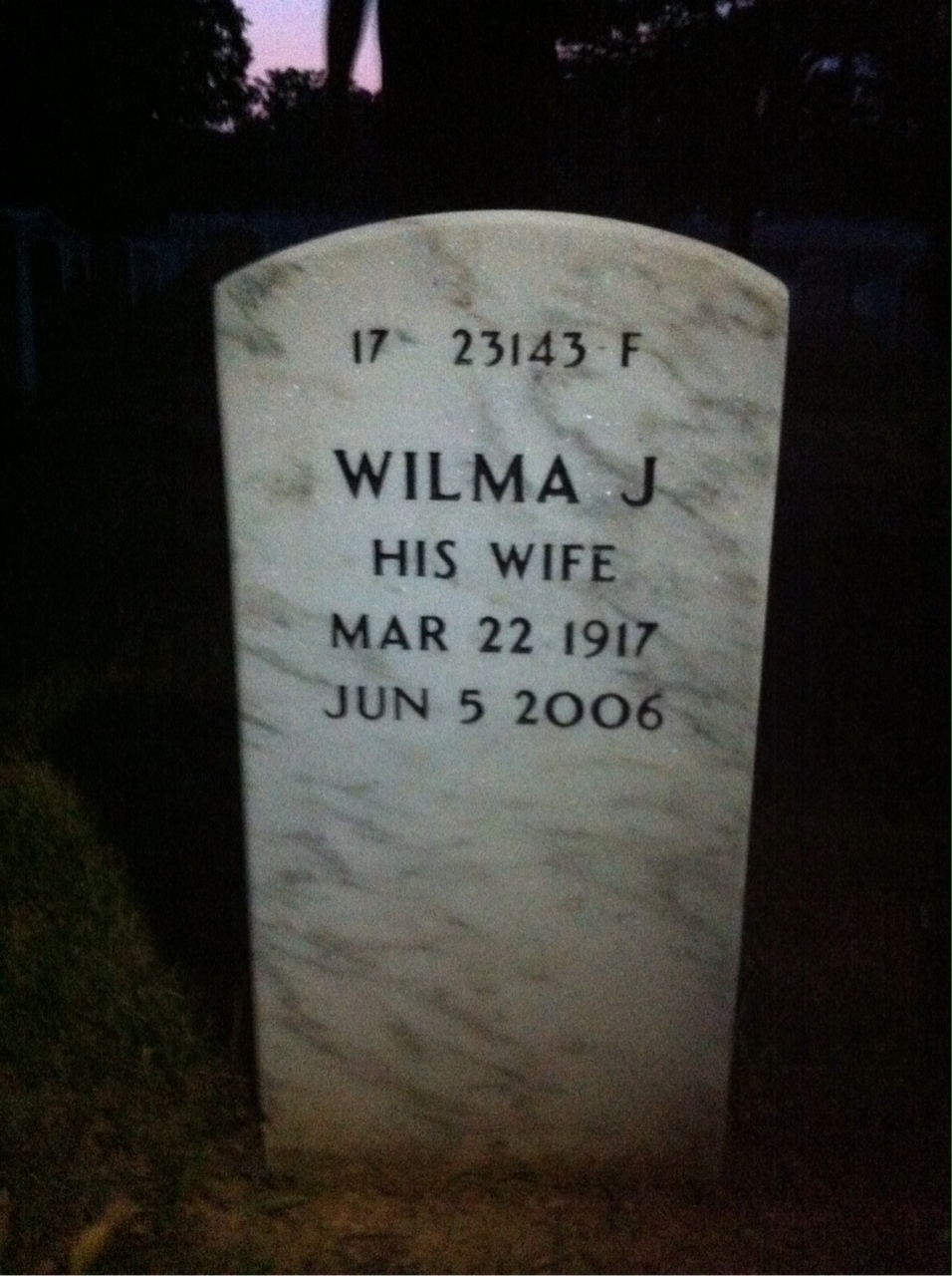 Back of headstone — Everett Lawrence