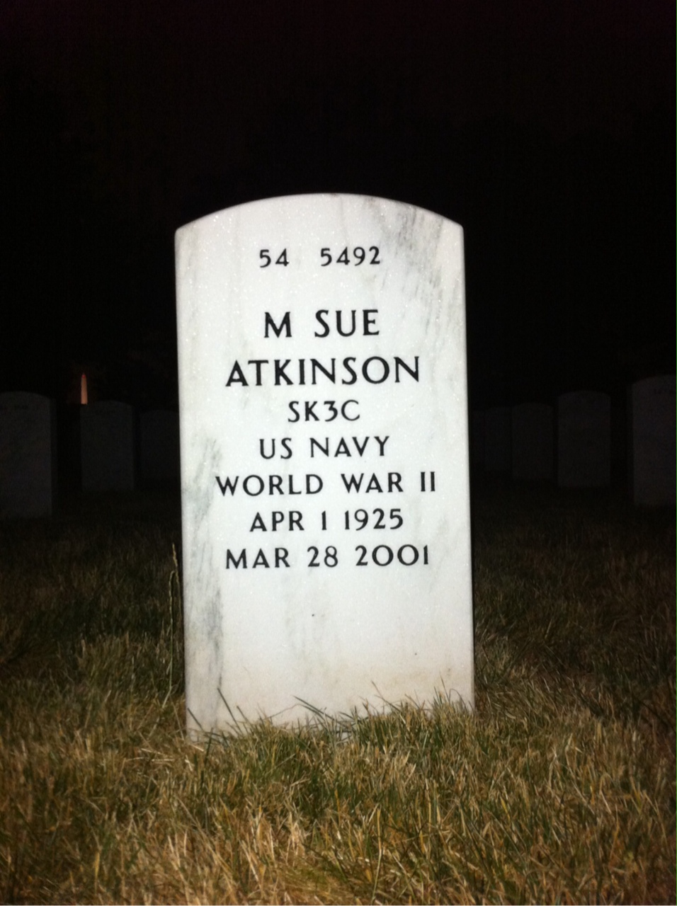 Back of headstone — Clifford Atkinson