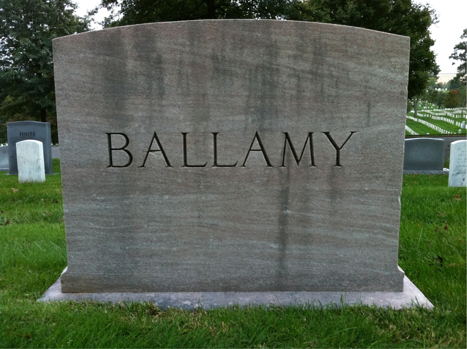 Back of headstone — John Ballamy