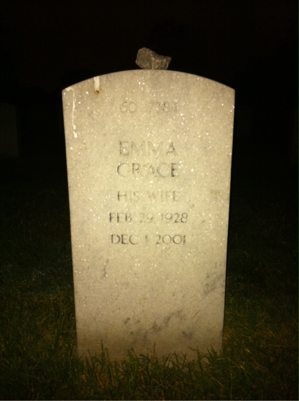 Back of headstone — Jackson H Honeycutt