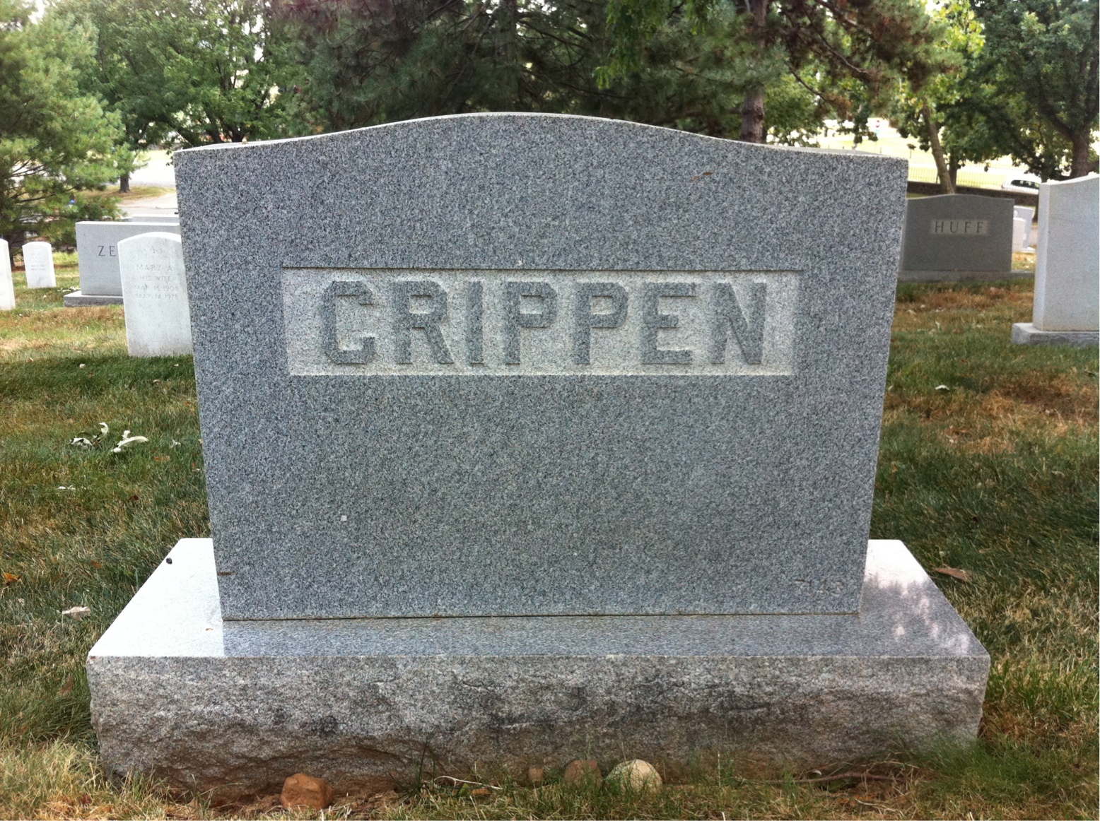 Back of headstone — John Crippen