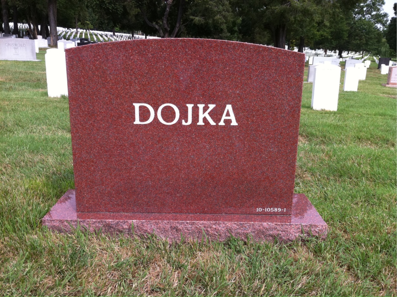 Back of headstone — Edwin Dojka