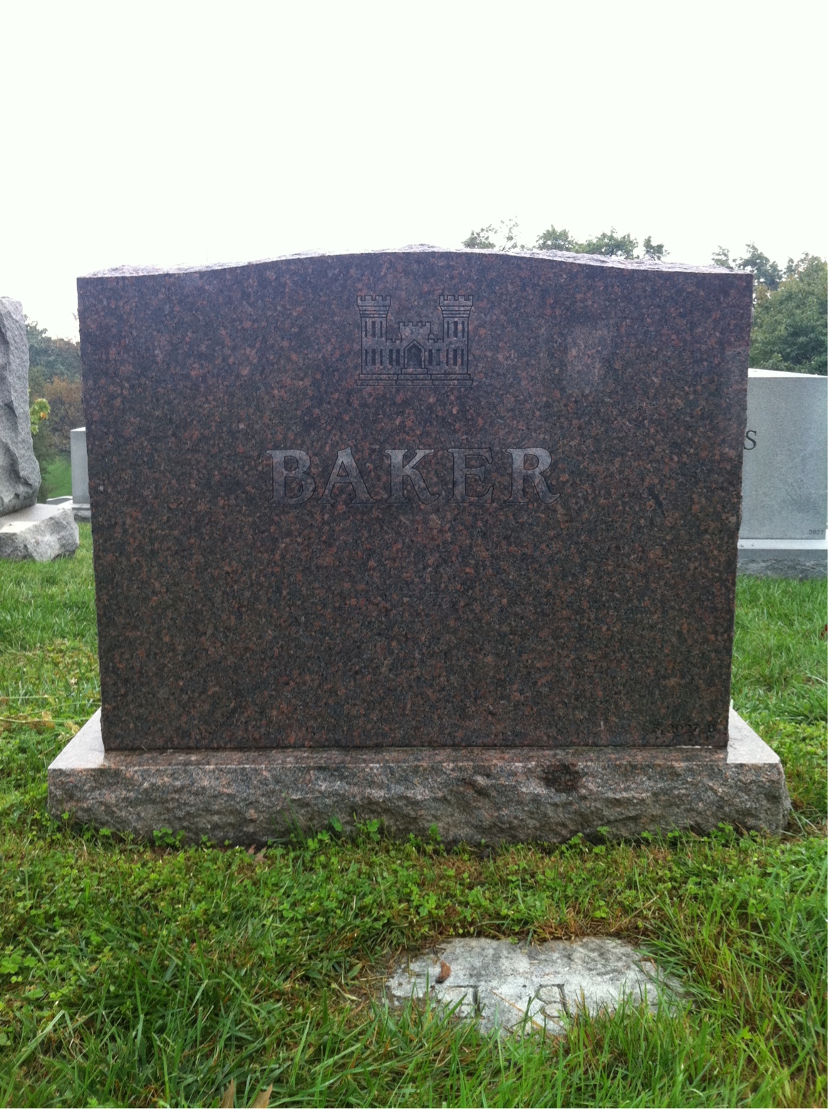 Back of headstone — Arthur Baker