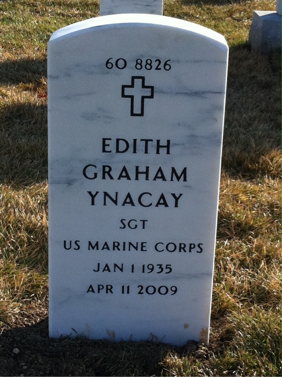 Back of headstone — Edith Ynacay