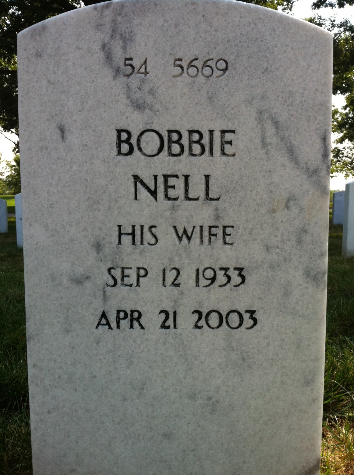 Back of headstone — William Bearden