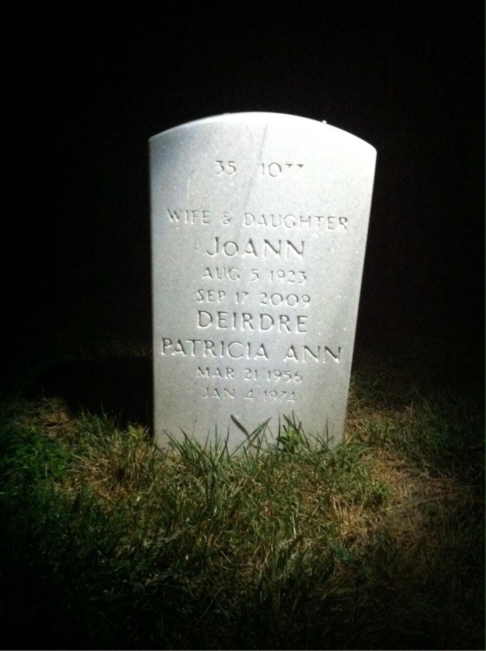 Back of headstone — Dale Field