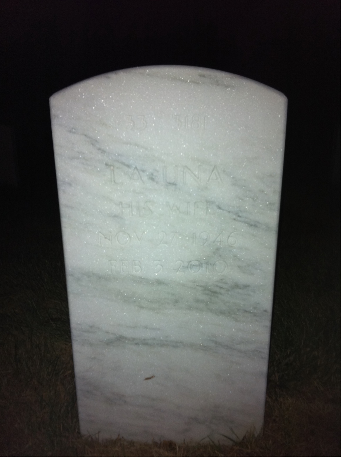 Back of headstone — Livingston Glasgow