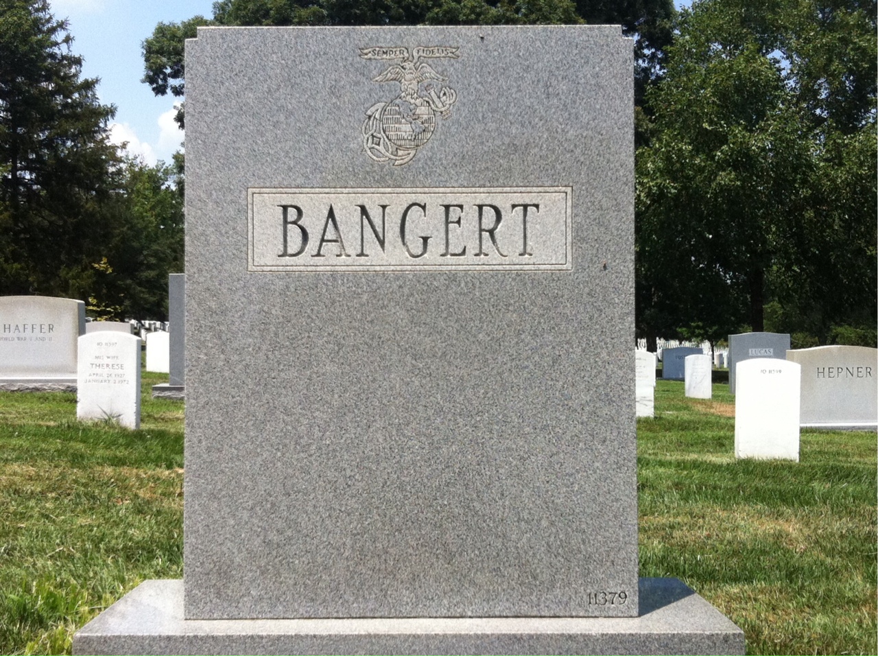 Back of headstone — Douglas Bangert