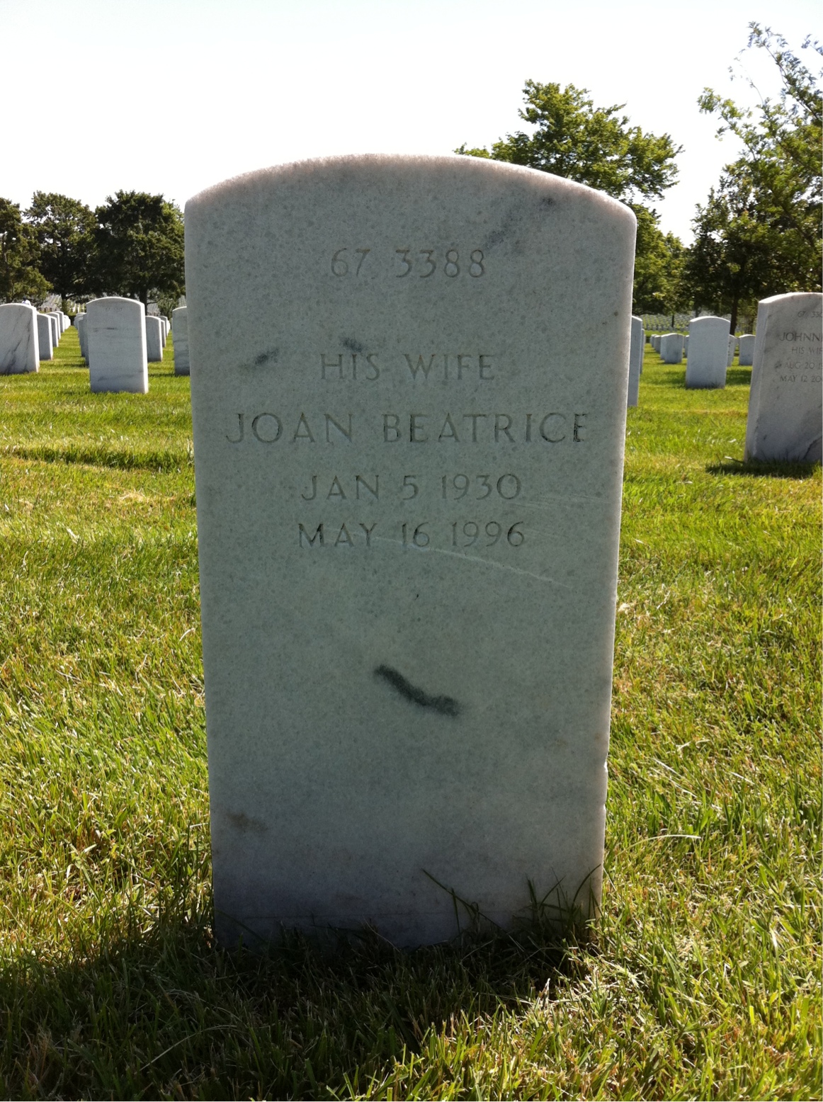 Back of headstone — Joan Ausley