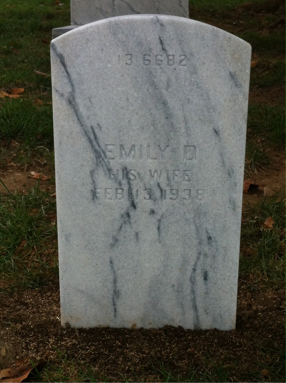 Back of headstone — Emily Blaisdell