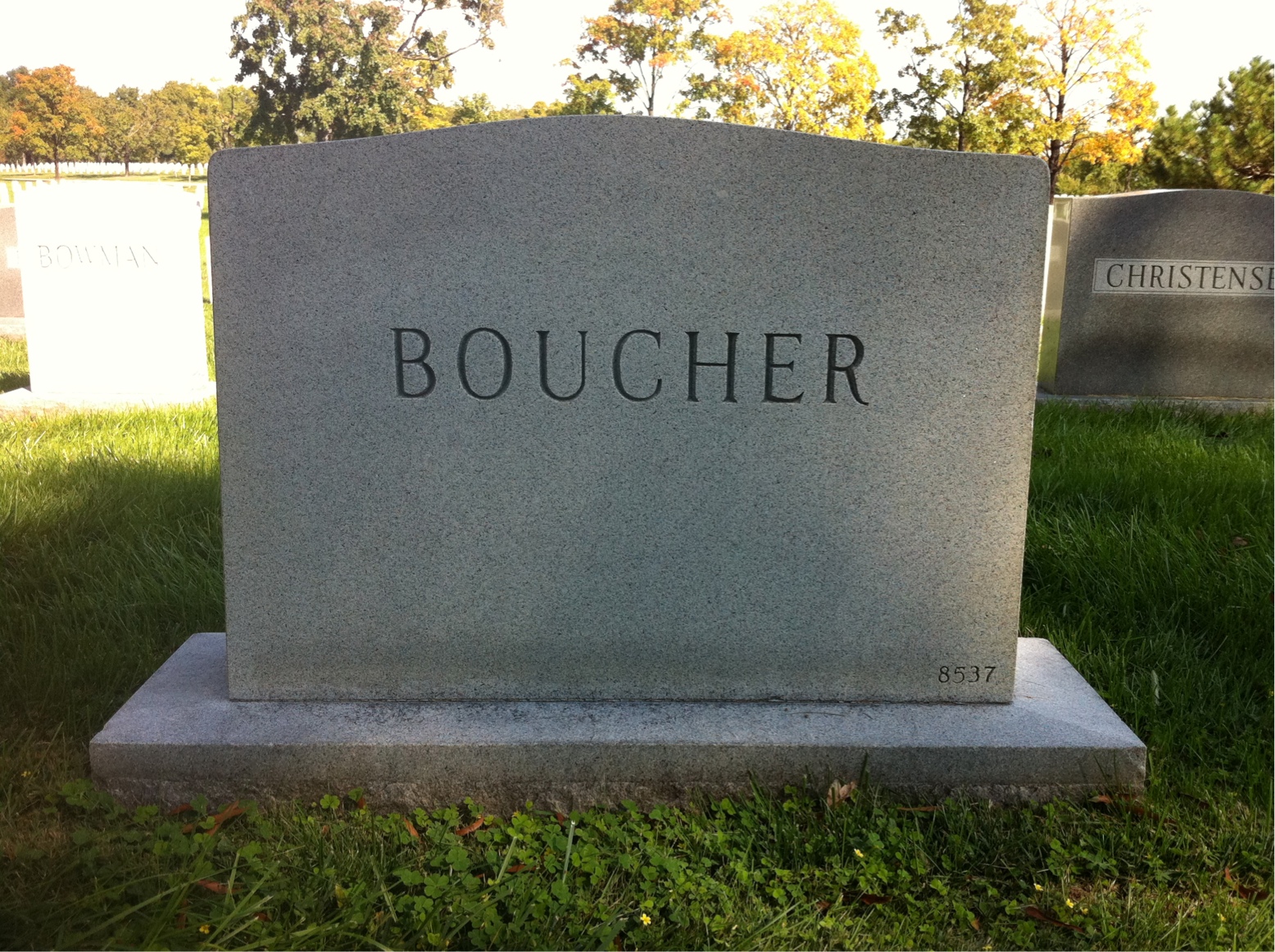 Back of headstone — Francis Boucher