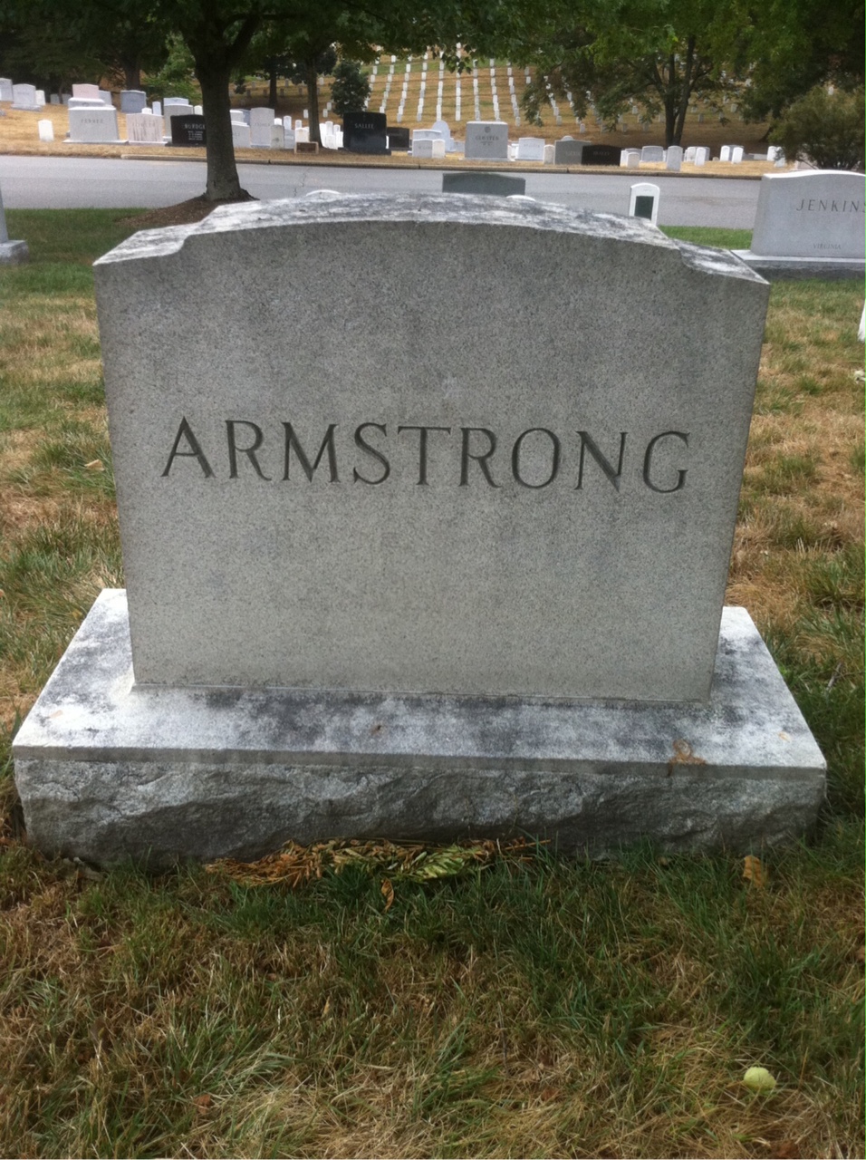 Back of headstone — William Armstrong