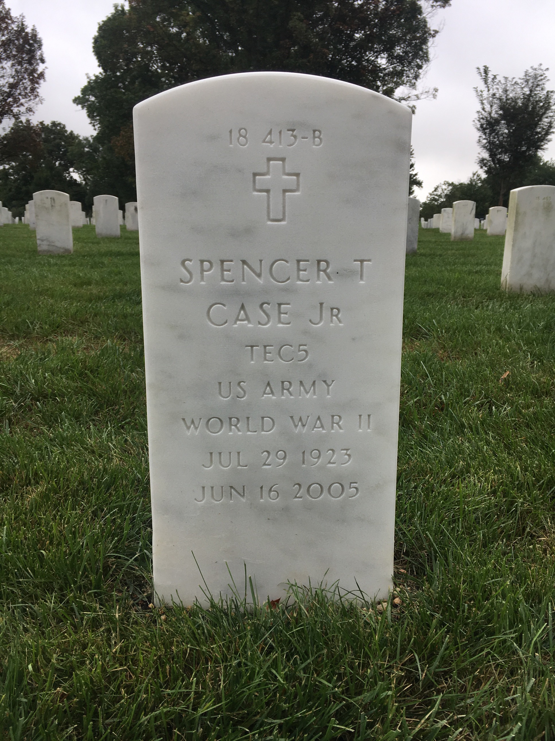 Back of headstone — Spencer Case