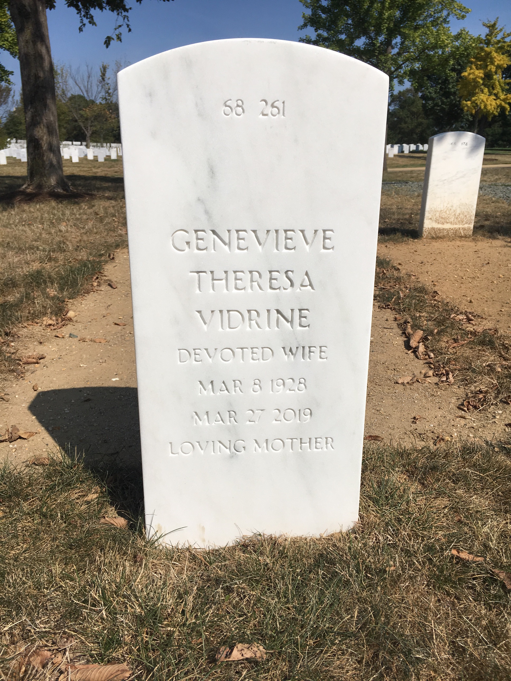 Back of headstone — George Vidrine