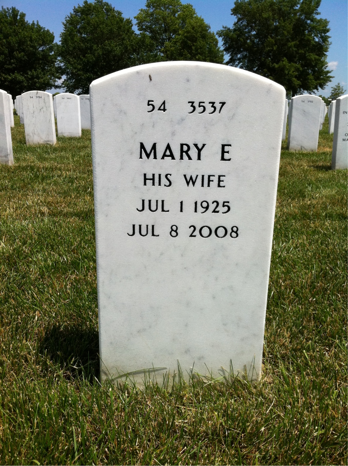 Back of headstone — Melvin Newtown