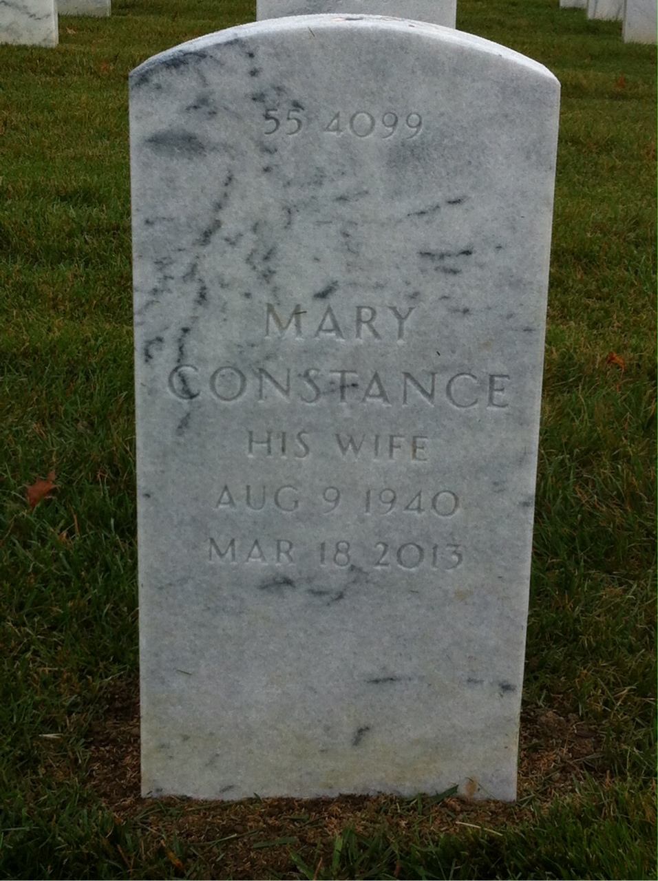 Back of headstone — William B Caldwell