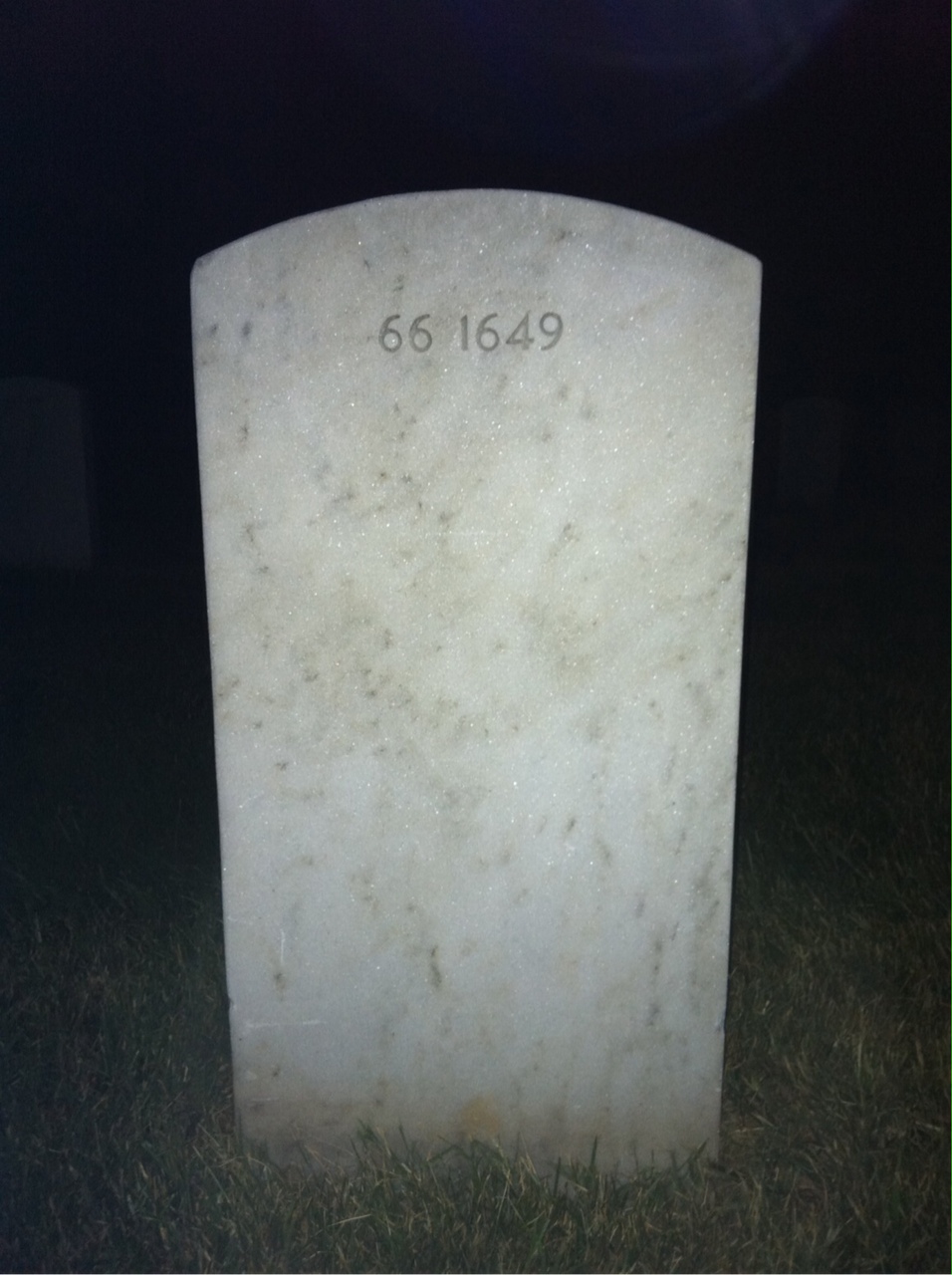 Back of headstone — Ronald Miller